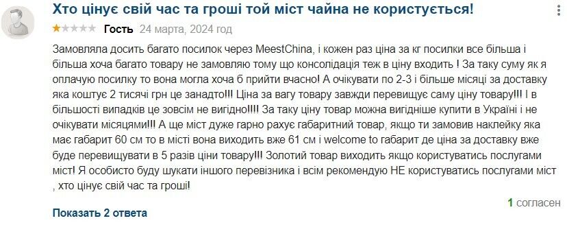 Отзывы о накрутках на весе и другие проблемы при доставке Meest China